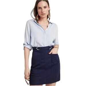 ANTHRO Pilcro Womens Navy skirt w large pockets and waist buckles Size US 0